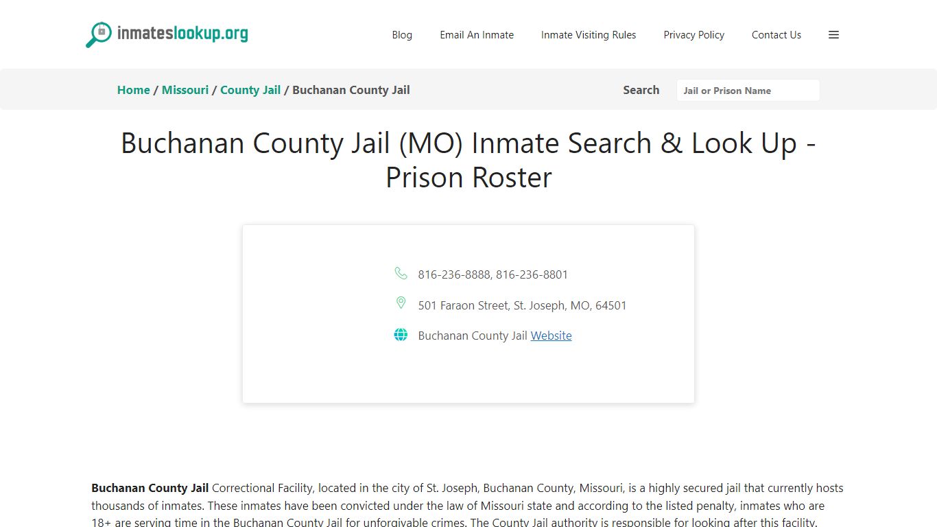 Buchanan County Jail (MO) Inmate Search & Look Up - Prison Roster