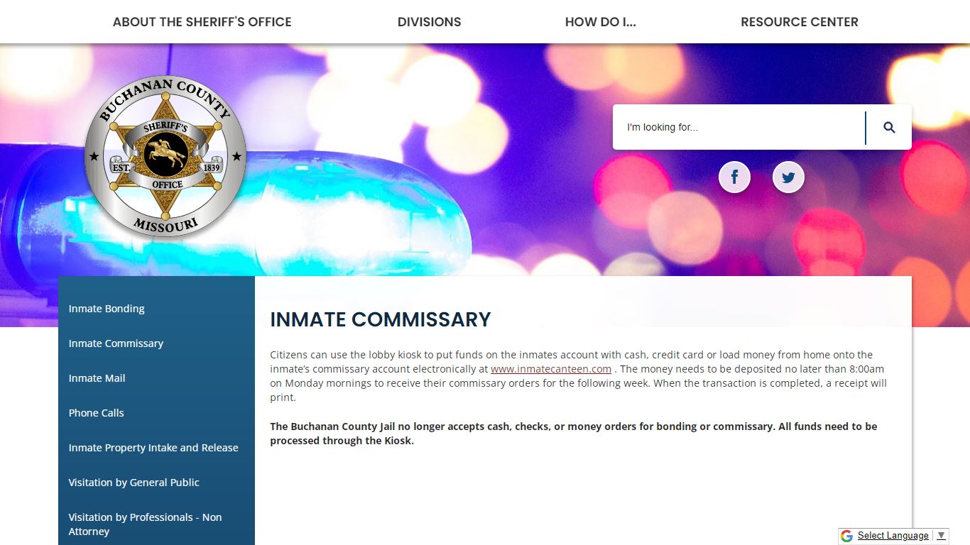 Inmate Commissary | Buchanan County, MO - Official Website